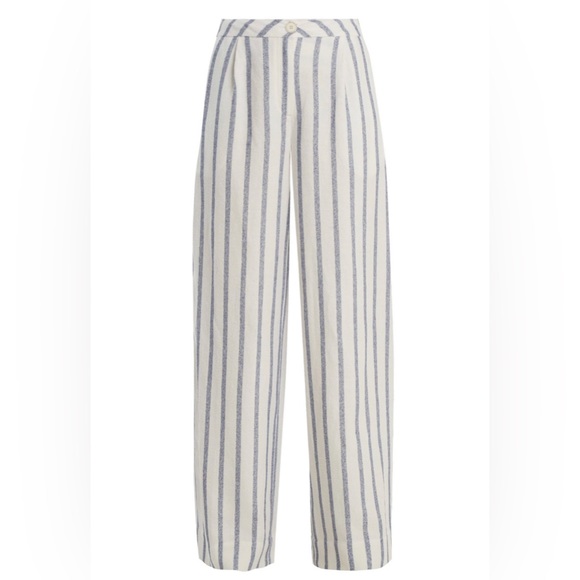 Thierry Colson Striped Wide Leg Biarritz Spugna Pants in Sailing Blue NWT - Picture 3 of 9
